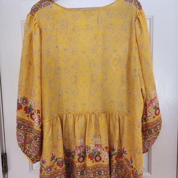 Rose & Olive 2x boho Peasant top floral flowy yellow hippie witchy - Picture 8 of 10